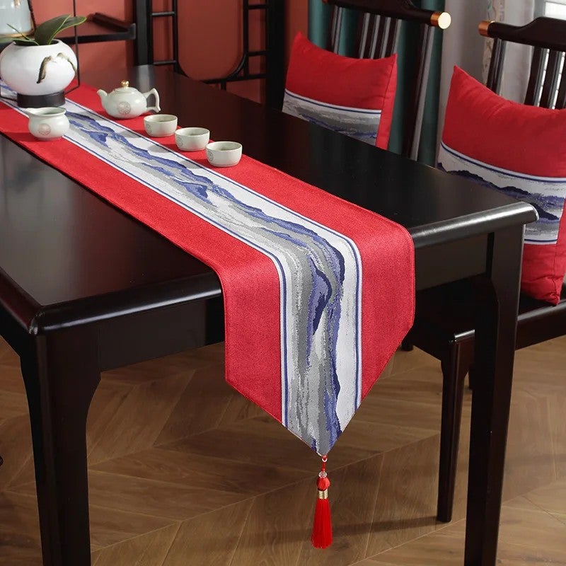 Bluejw Modern Table Runner Linen Embroidered Table Runner Easy-Care Table Runner - Image 1